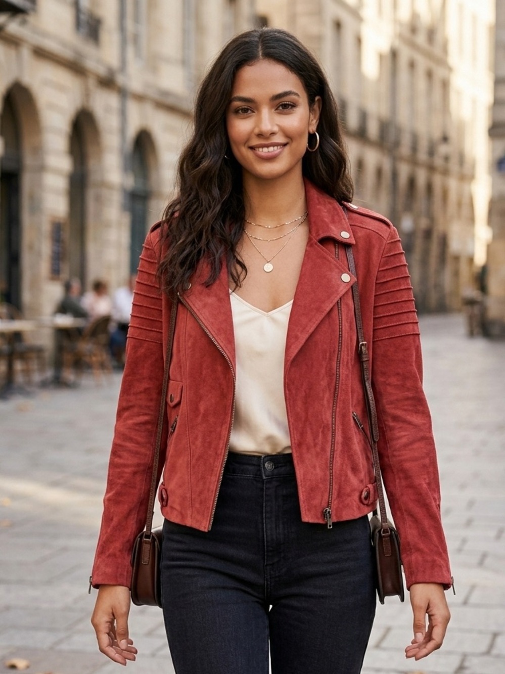 MINKPINK Faux Suede Moto Biker Jacket Ribbed Sleeve Medium
